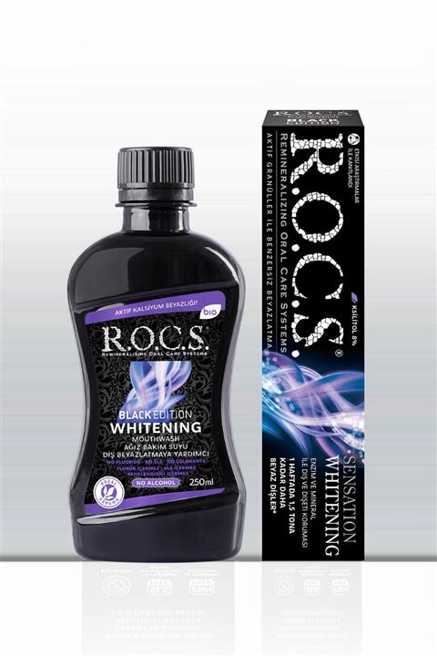 R.O.C.S. Sensatıon Whıtenıng-74g Diş Macunu Ve Black Edıtıon Ağız Çalkalama Suyu 250 ml Seti