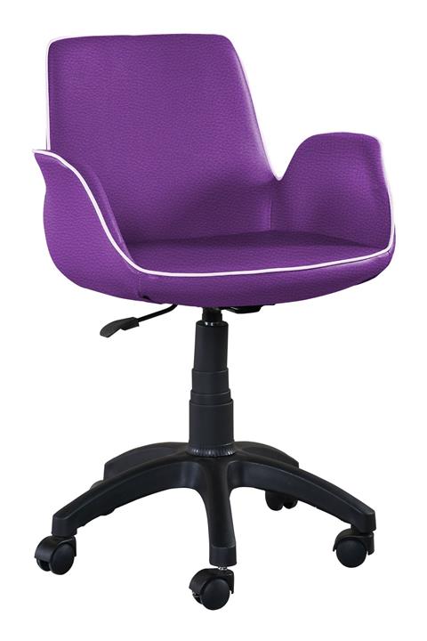 SANDİNO Lale - Mor Deri Kırılmaz Poliamid Ayaklı Çalışma Sandalyesi