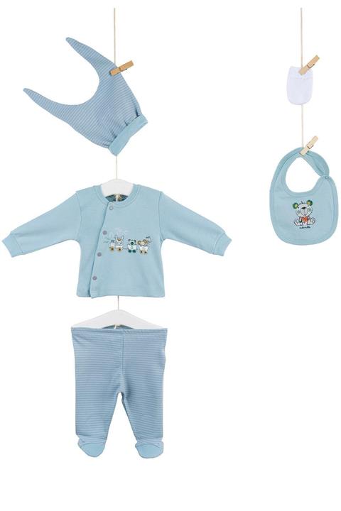 Aziz Bebe Erkek Bebek Mint Hastane Çıkış 5'li Set