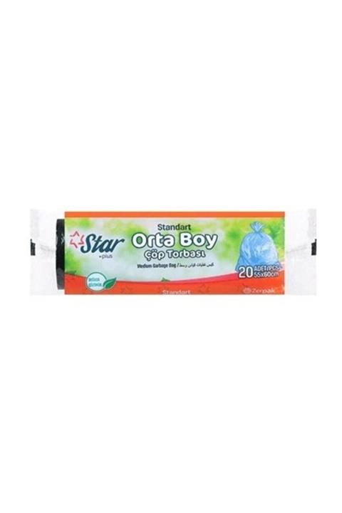 Star Çöp Poşeti Orta Boy 55x60 - Siyah - 1 Rulo 20' Li