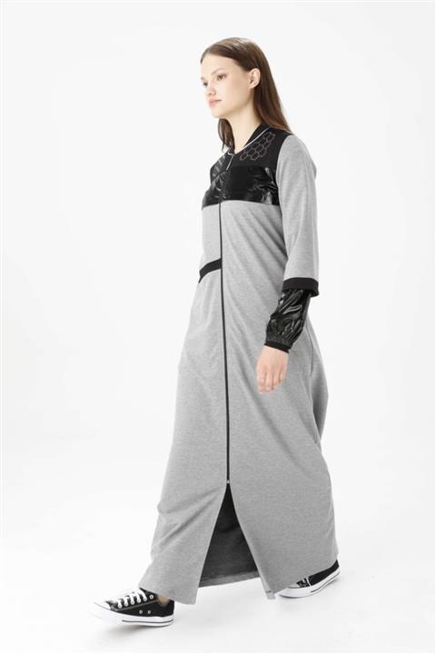 pureva Kadın İpeksi İki Iplik  Pardesü Antrasit Melanj