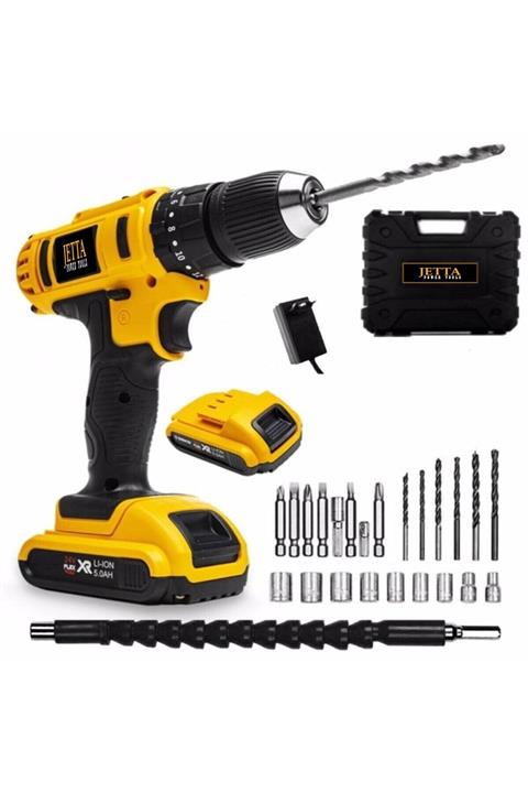 Jetta Power Tools Jetta Power Çift Metal Şanzuman Çift Akülü Şarjlı Matkap Setli