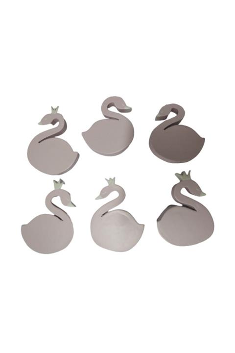 bebekulpdekor Pembe Kuğu Kulp 6 Adet Set Bebek Çocuk Odası Dolap Çekmece Kulbu