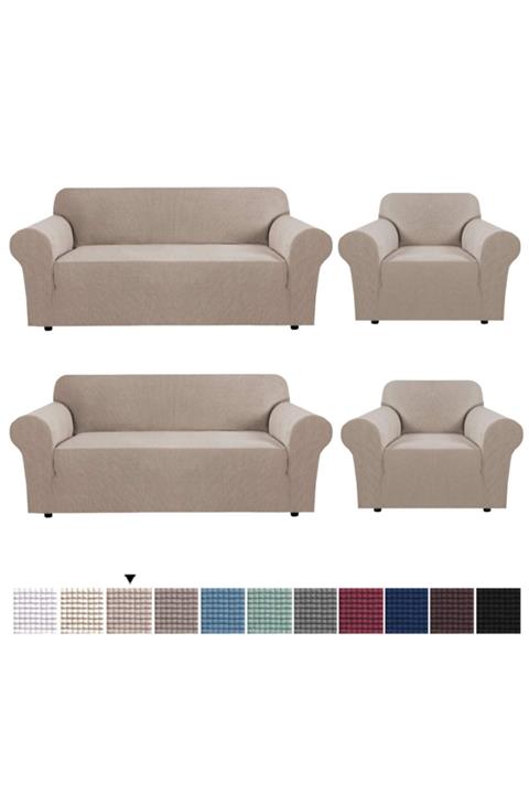 YETİŞEN ÇEYİZ Streç Lastikli Koltuk Çekyat Örtüsü Takımı 3+3+1+1