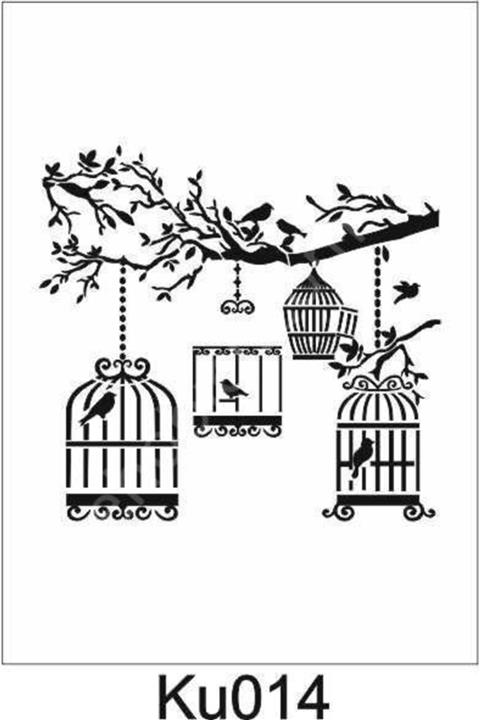 ehobici Kuş Temalı Desenler Stencil Şablon (25x25) Ku-014