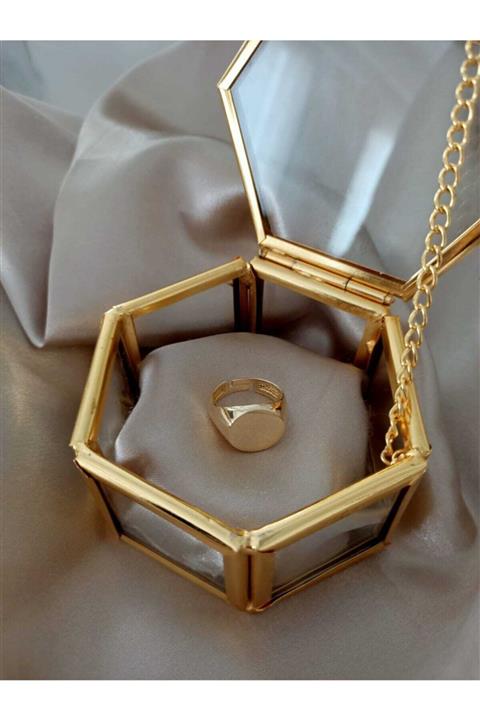 sun studıo Kararma Yapmaz Ayarlanabilir Gold Rengi Yüzük