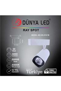 DÜNYA LED Hs.518/1b 30w Cob Led Ray Spot Beyaz 6500k Beyaz Işık