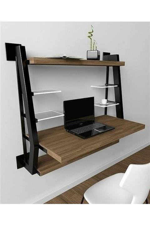 UmutHomeDesing Umutpark Metal Ahşap Duvar Çalışma Masası.