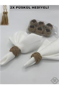 miraç tekstil Doğal Jüt Burgulu Model Peçete Yüzük Halkası 8'li Set