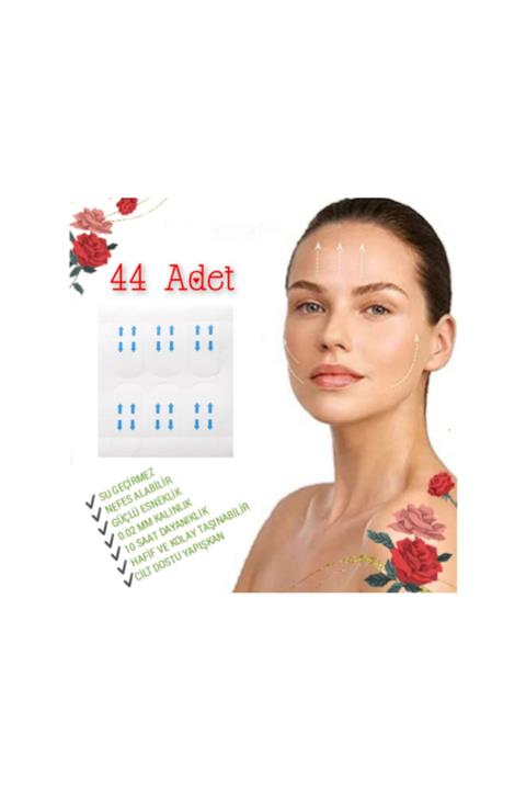 BEAUTY BOX COSMETIC 44 Adet Yüksek Kalite Anında Etkili Kırışıklık Karşıtı Yüz Kaş Boyun Gıdı Gerdirme Şeffaf Bantlar