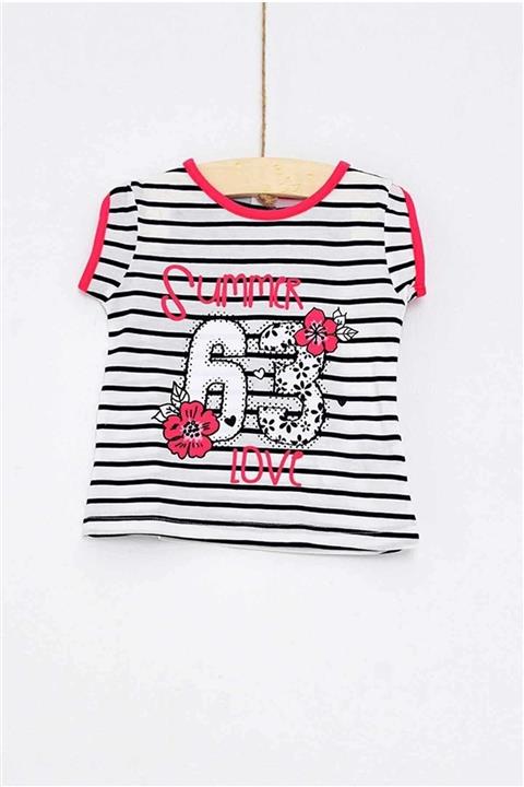 Pattaya Kids Kız Bebek Çizgili Desen Tişört 6-36 Ay Ck-ck9898