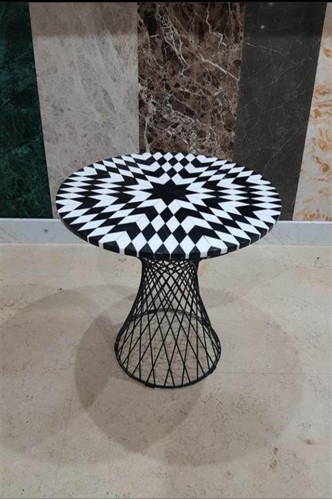 M.T.O Dekor Siyah Beyaz Mermer Sehpa