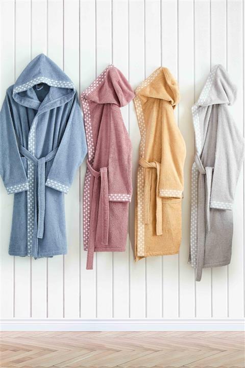 Ecocotton Gri Greenblack Pamuklu Erkek Genç Bornoz - Pera