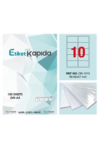 ETİKET KAPIDA A4 Yapışkanlı Hazır Etiket - Laser Etiket 99,6*57mm - 100 Sayfa - 1000 Etiket