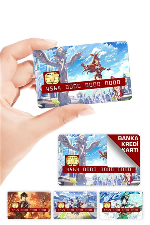 ZipZap Genshin Impact Kredi Kartı Kaplama Sticker 4 Adet