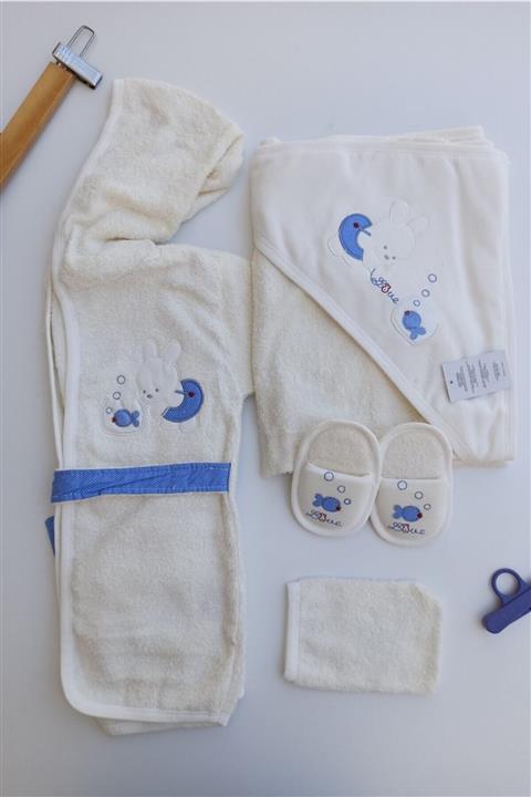 Gaye Bebe Bebek Gaye Tavşan Desenli Bornoz Set 0-3 Yaş