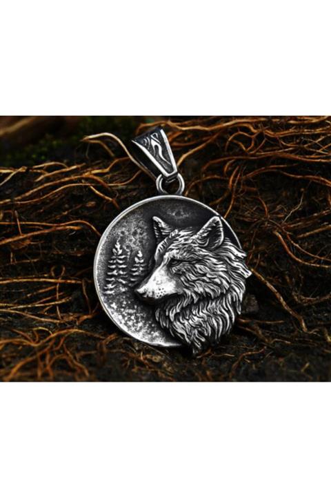 daisybydaisy Kabartma Desen Paslanmaz Çelik Kurt Kolye