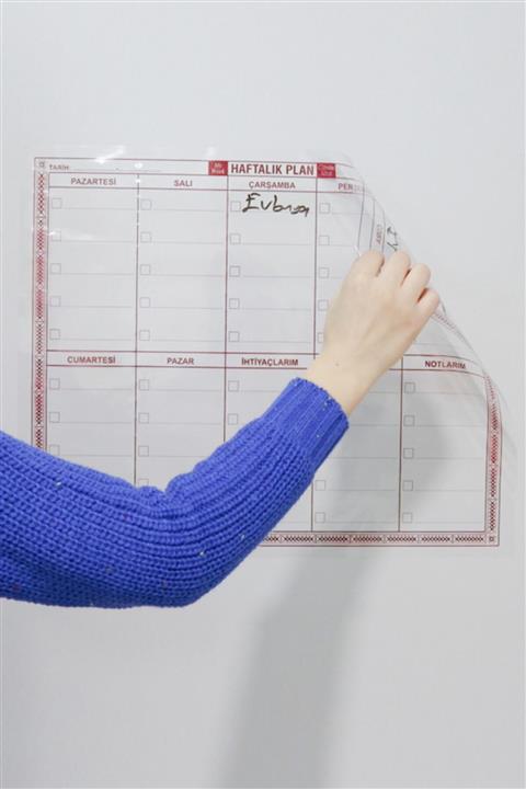 Evbuya Haftalık Liste Planlayıcı - Yapışkansız Tutunan Akıllı Kağıt * 3 Adet *
