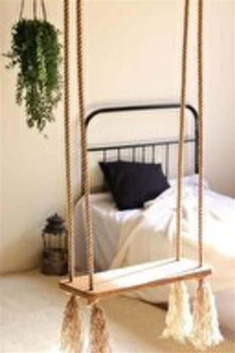 Aslan Home Halatlı Ahşap Salıncak 2 Adet Karabina