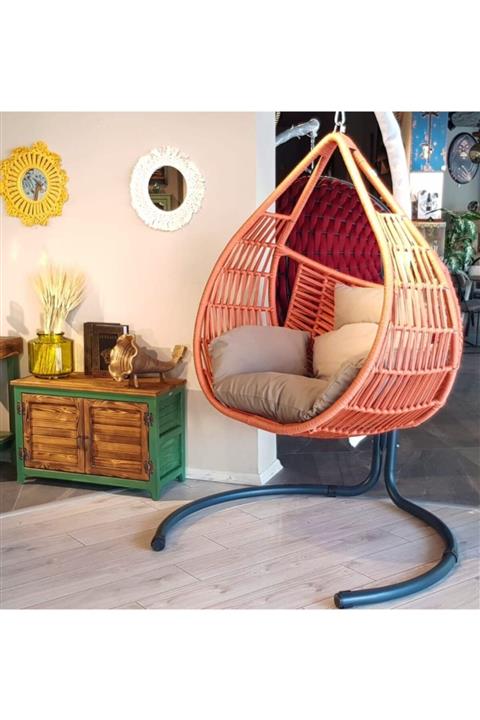 Le Atölye El Örmesi Ares Bahçe Balkon Salıncak Turuncu