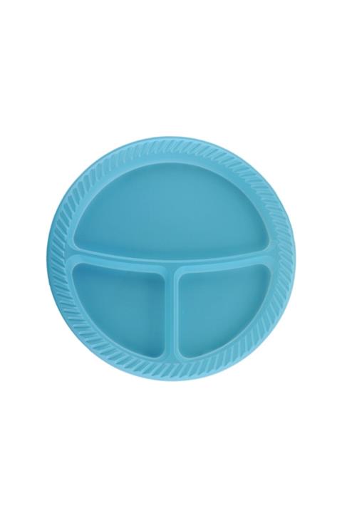 Eminonutoptanci 26 cm - 25 adet Mavi 3 Bölmeli Plastik Tabldot Tabak