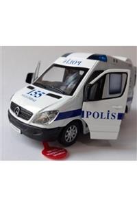 OYUNCAKSAHİLİ Mercedes Benz Polis Minibüsü Diecast Metal Orjinal 4 Siren Ses Işık 17cm Çekbırak