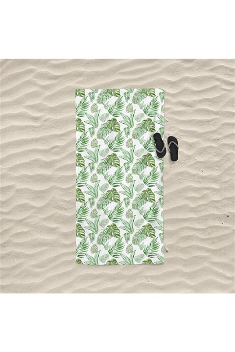 decoars Zebra Yaprak Figürlü Özel Tasarım Plaj Havlusu