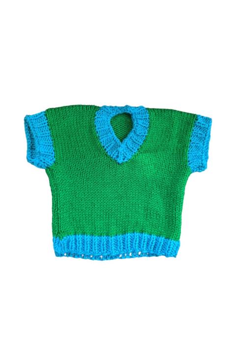 Işin Tasarım Mavi Yeşil Crop Süveter