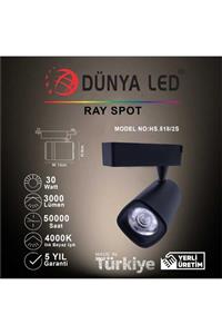 DÜNYA LED Hs.518/2s 30w Cob Led Ray Spot Siyah Kasa 4000k Ilık Beyaz Işık