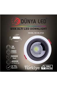 DÜNYA LED Hs.474 2 36 w Led Downlıght Siyah İç 4000 k Ilık Beyaz Işık