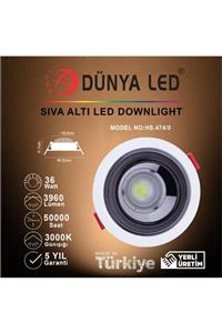 DÜNYA LED Hs.474/3 36w Led Downlıght Siyah Iç 3000k Günışığı