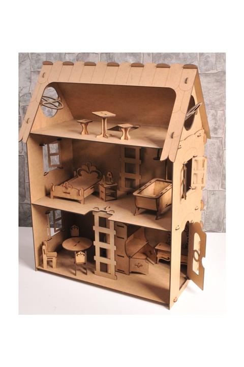 BuuWood Ahşap Bebek & Oyun Evi - 22 (mobilyalı)