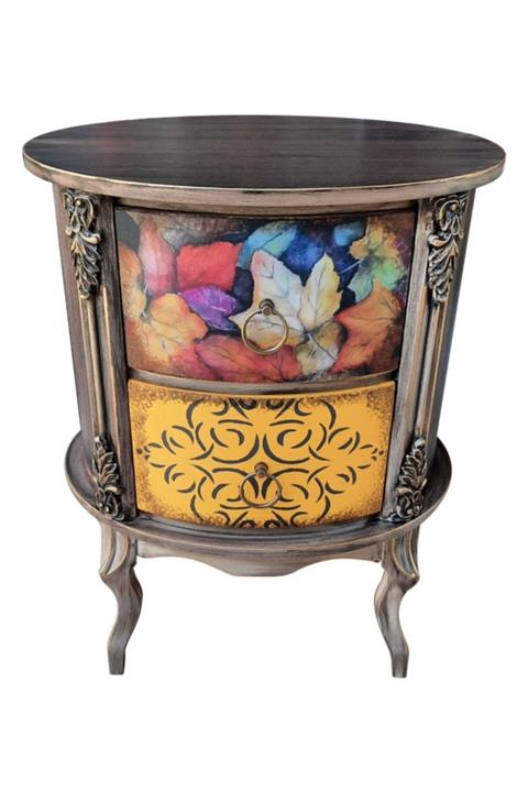 Döküntücü Komodin 2 Çekmeceli Oval (yaprak)