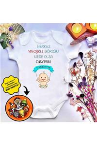 irembaby Unisex Bebek Baskılı Dayımın Yeğeniyim %100 Pamuklu Çıtçıtlı Body Zıbın