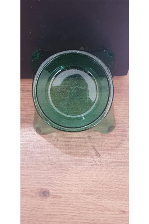 Flip Evcil Hayvan Kedi Köpek Mama Su Kabı Simli Şeffaf Yeşil Mini Boy 12cm