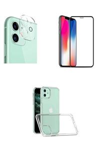 Mislina Iphone 11 Uyumlu  Kırılmaz Ekran Koruyucu Cam + Şeffaf Kılıf + Kamera Koruyucu Lens