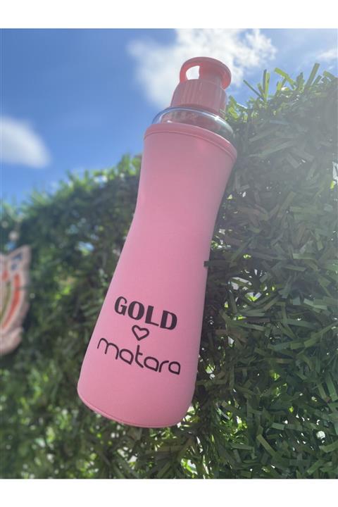 Sarina Cam Pembe Kılıflı Cam Matara 750 Ml