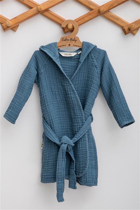 Caline Baby 4 Kat Müslin Çocuk Bornozu