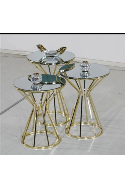 Decorion Kum Saati 3'lü Zigon Sehpa