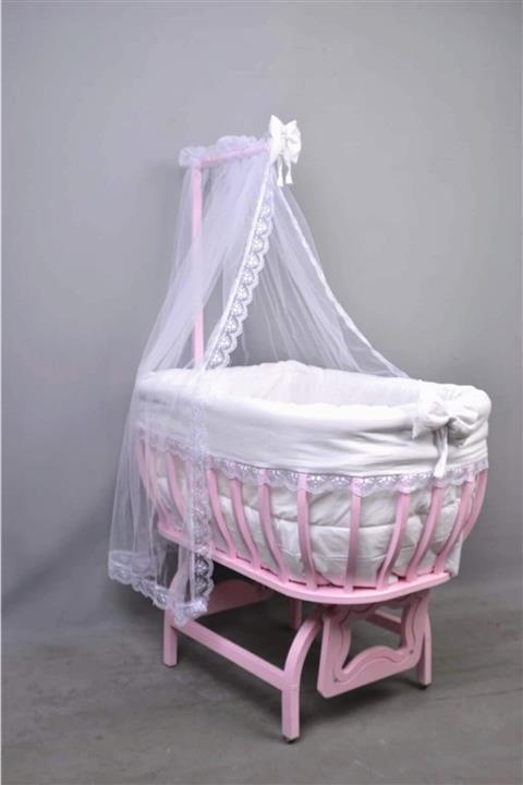 ENEBSER BEBE Pembe_beyaz Sallanır Sepet Beşik