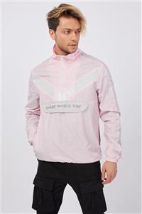 Denim Republic Erkek Pembe Yandan Cepli Yağmurluk Sweatshirt