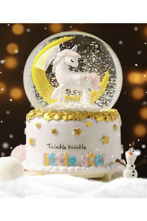 Azra hediyelik eşya ve tekstil ürünler Mega Boy Orjinal Unicorn Kar Küresi Otomatik Kar Püskürtmeli Işıklı Müzikli