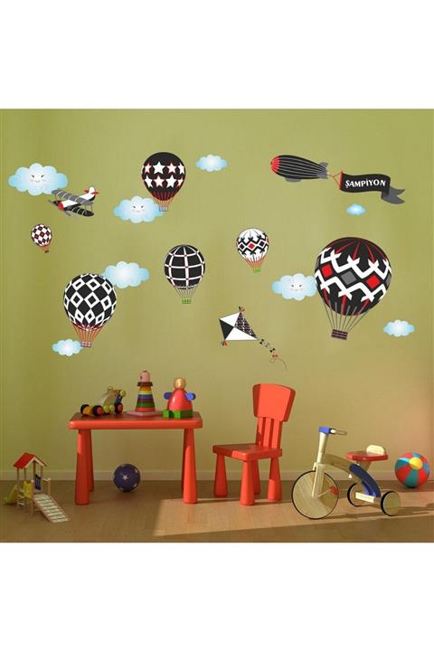 Canvartie Şampiyon Uçan Balonlar Çocuk Odası Duvar Sticker