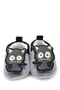 First Step 3 Boyutlu Kedi Nakışlı Patik Siyah