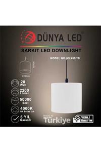 DÜNYA LED Hs.497/2-b 20w Sarkıt Led Downlıght Siyah Iç 4000k Ilık Beyaz Işık