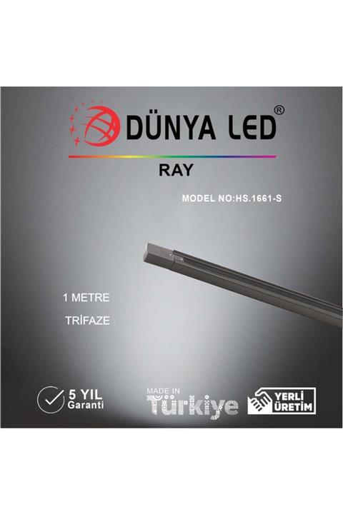 DÜNYA LED Hs.1661-s 1 Mt Siyah Trifaze Ray