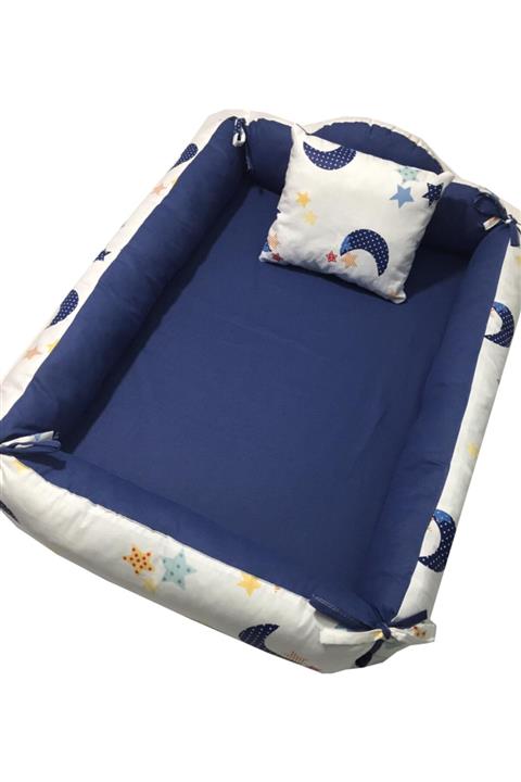 berababy Kare Babynest Mavi Ay Model Açılabilir Çift Taraflı Tasarım