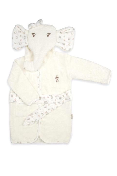 Babydola Kız Bebek %100 Pamuklu Bornoz Fil Desenli