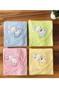 Babyline Aş Unisex Bebek Mavi Fitilli Tavşan Nakışlı Havlu