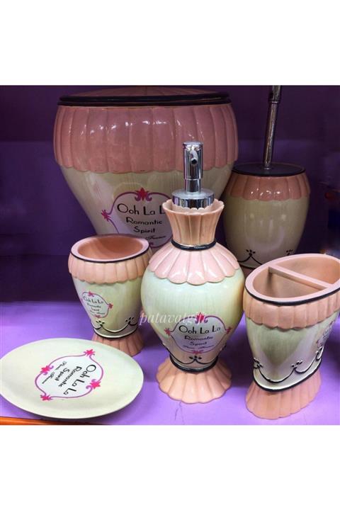 Patavat Banyo Takımı 6 Parça Romantic Motifli Banyo Seti